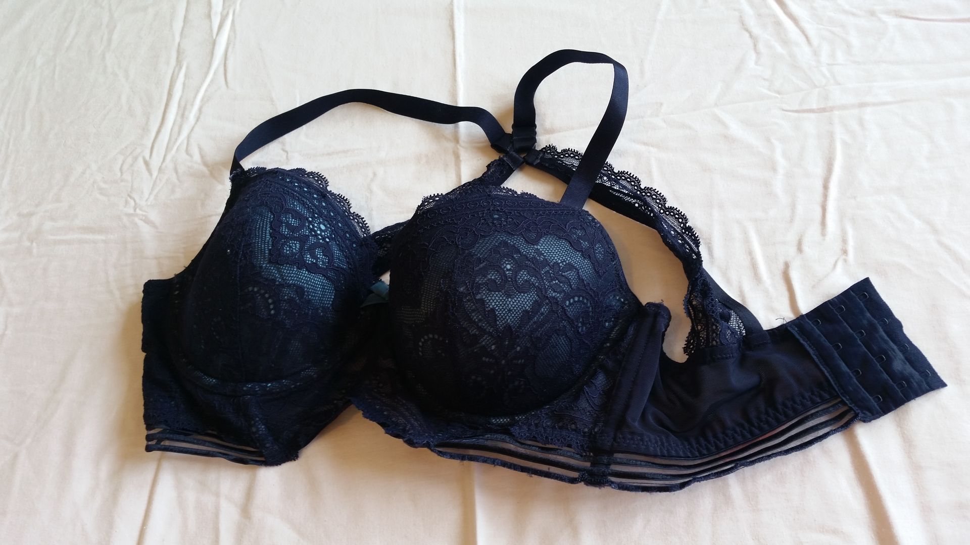 Blue push-up bra